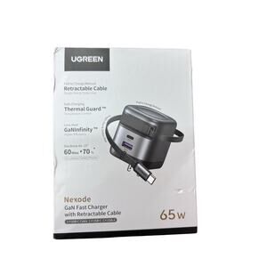 UGREEN Nexode 65W GaN USB-C Fast Charger Retractable Cable + USB-C/USB-A W55897